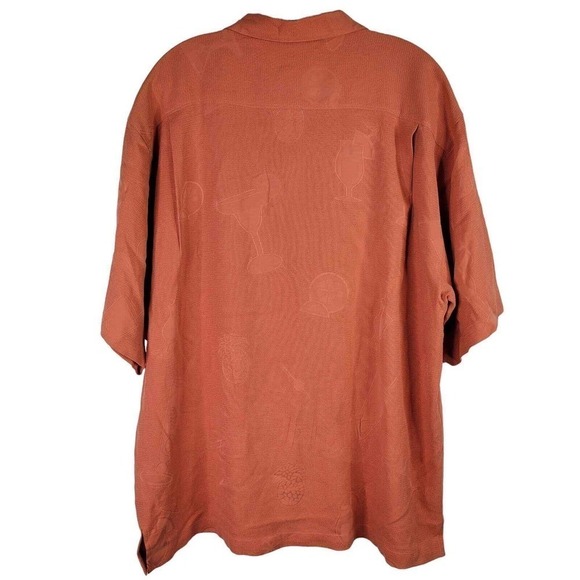 Tommy Bahama Shirt Silk Button Up Men’s Orange SS Size L Embroidered Pineapple - Picture 2 of 8